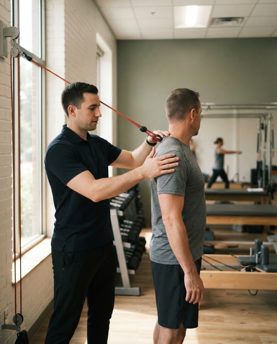 Resisted shoulder exercise with a therapist